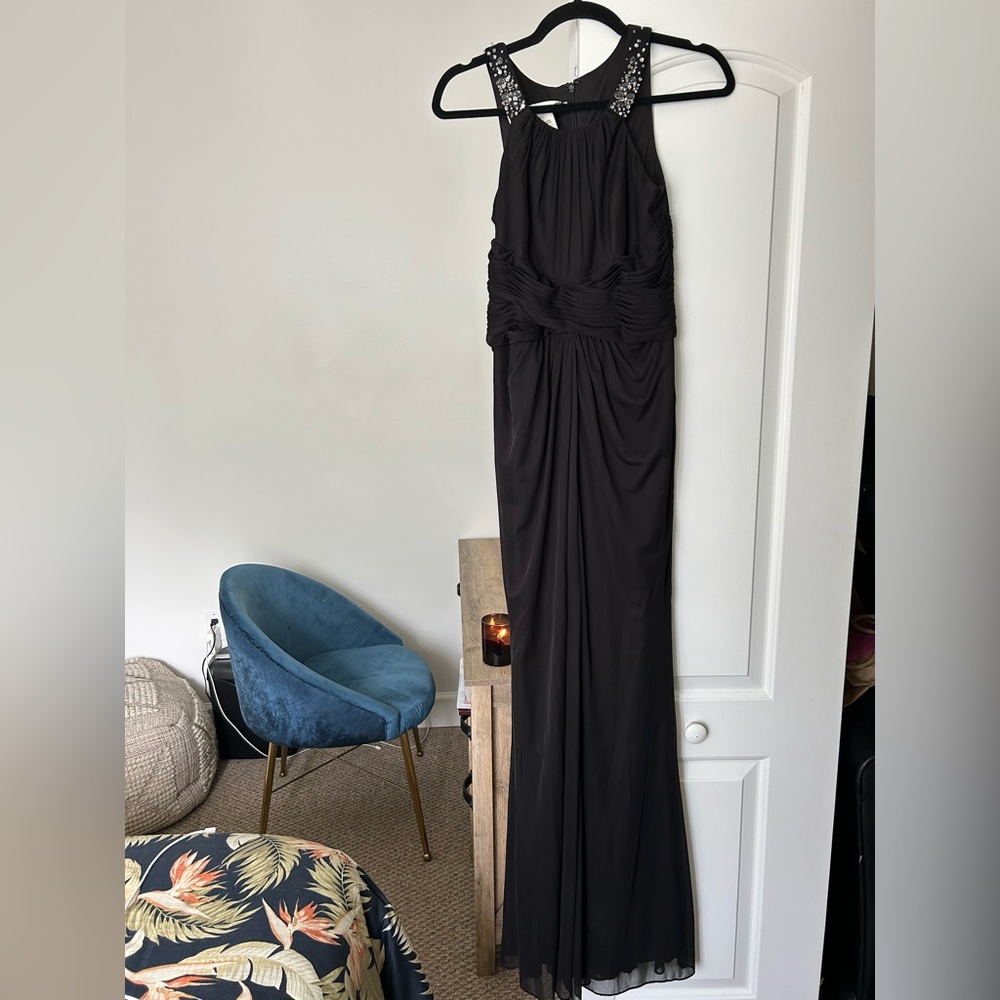 David’s Bridal black gown